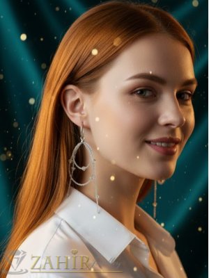 Нежни обеци с уникална многопластова структура от фини прозрачни стъклени и триъгълни кристални мъниста - N1638